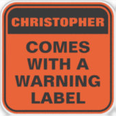 オレンおもしろいジ警告レーベルのパーソナライズ警告 シール (正面)