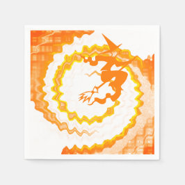 オレンおもしろいジ魔女飛んでいる魔法呪文ハロウィーン スタンダードカクテルナプキン