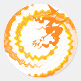 オレンおもしろいジ魔女飛んでいる魔法呪文ハロウィーン ラウンドシール