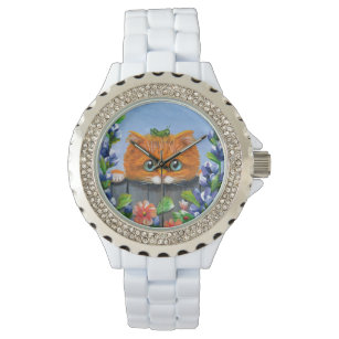 オレンお洒落おもしろいジタビー猫クリエイションアーツ 腕時計