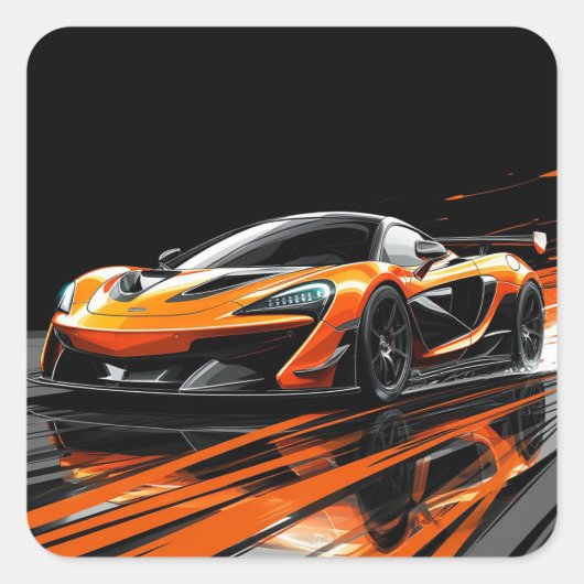 オレンお洒落ジスポーツカーレース スクエアシール (正面)