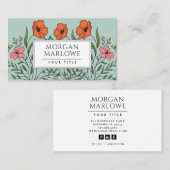 オレンお洒落ジピンクかわいいフローラブーケグリーン 名刺 (正面/裏面)