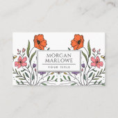 オレンお洒落ジピンクかわいいボホフローラ |レトロ 名刺 (正面)