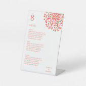 オレンお洒落ジレッドの結婚メニュー 台座サイン (正面)