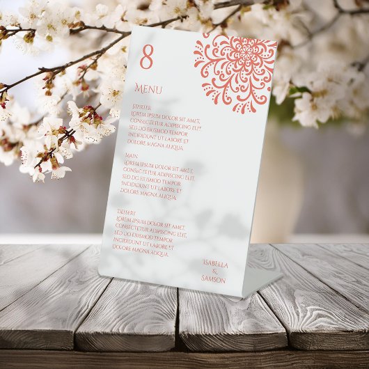 オレンお洒落ジレッドの結婚メニュー 台座サイン