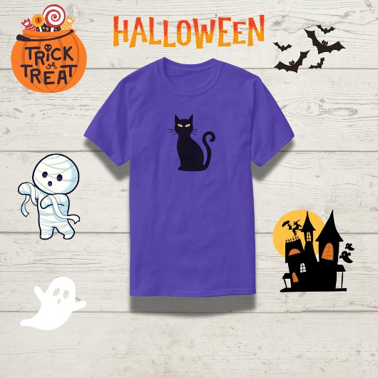 オレンお洒落ジ目の黒猫ハロウィーン Tシャツ
