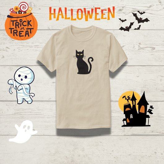 オレンお洒落ジ目の黒猫ハロウィーン Tシャツ