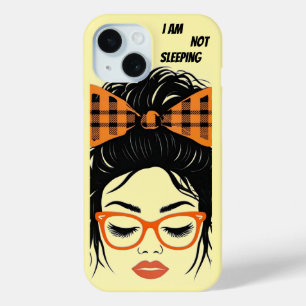 オレンお洒落ジ眼鏡の女性 iPhone 15ケース