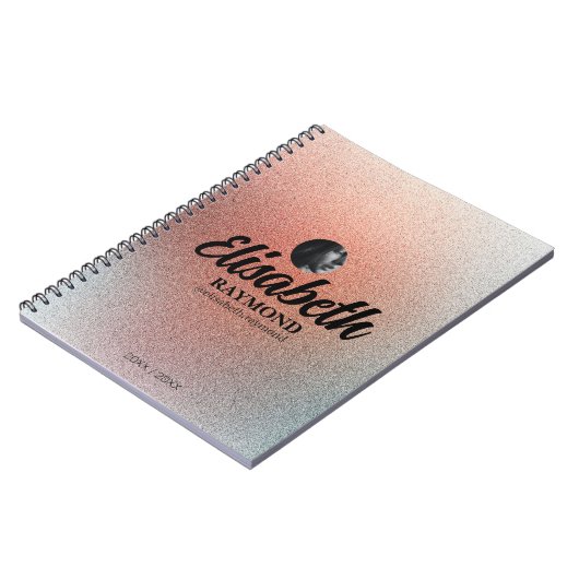 オレンかわいらしジグリッターの写真と名前 ノートブック (左側)