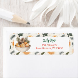 オレンかわいらしジスライスと松の枝 ラベル