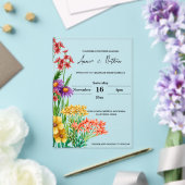 オレンかわいらしジパープルワイルドフラワー結婚フローラ アクリル招待状 (インサイチュ (ウェディング))