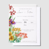 オレンかわいらしジパープルワイルドフラワー結婚フローラ ベラム紙招待状 (オフセット)