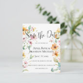 オレンかわいらしジピンク水彩ワイルドフラワー セーブザデート (スタンド正面)