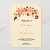 オレンかわいらしジボヘミアンフローライエロー結婚ズ 招待状 (正面/裏面)