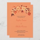 オレンかわいらしジボヘミアンフローラオ結婚レンジズ 招待状 (正面/裏面)