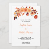 オレンかわいらしジボヘミアンフローラホワイト結婚ズ 招待状 (正面/裏面)