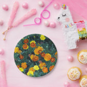 オレンかわいらしジマリゴールドフローラ写真 ペーパープレート (パーティー)