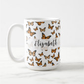 オレンかわいらしジュチョウ名前をカスタムする コーヒーマグカップ (左)