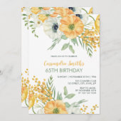 オレンかわいらしジ&ホワイトアネモンフローラ誕生日 招待状 (正面/裏面)