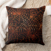 オレンきらめくジスパイダーウェブ装飾用クッション クッション (ブランケット)