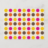 オレンはっきりしたカラフルジピンクイエローブラウン水玉模様 ポストカード (正面)