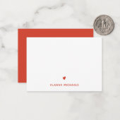 オレンはっきりしたジハートと名前 ノートカード (正面/裏面インサイチュ)