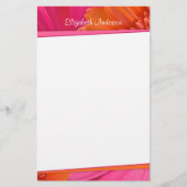 オレンはっきりしたジピンクガーベラデイジー文房具 便箋 (正面)