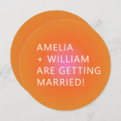 オレンはっきりしたジピングラデーショユニークン結婚ズ 招待状 (正面/裏面)
