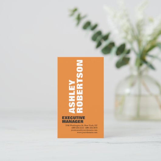 オレンはっきりしたジモダンプロフェッショナルミニマルエレガント 名刺 (スタンド正面)