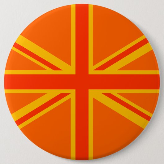 オレンはっきりしたジユニオンジャックブリティッシュ国旗スワッグ 缶バッジ (正面)