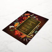 オレンはっきりしたジラスト秋フローラモダン結婚ズ 箔招待状 (回転した状態)