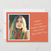 オレンはっきりしたジレトロス鮮やかト写真卒業 案内状 (正面)