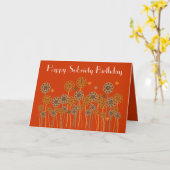 オレンはっきりしたジレトロフラワーソブリティ誕生日カード カード (黄色い花)