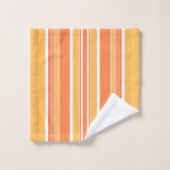 オレンはっきりしたジ黄ストライプ色 バスタオルセット (ウォッシュタオル)