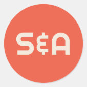 オレンはっきりしたジ&イエローレトロモノグラムの結婚ズ ラウンドシール (正面)