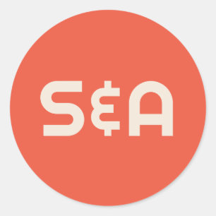 オレンはっきりしたジ&イエローレトロモノグラムの結婚ズ ラウンドシール