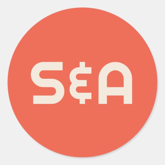 オレンはっきりしたジ&イエローレトロモノグラムの結婚ズ ラウンドシール (正面)