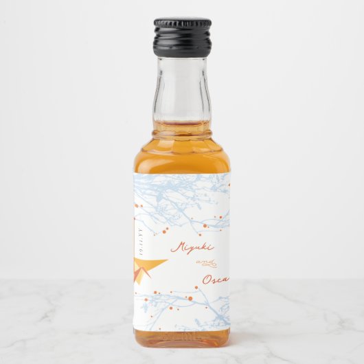 オレンぶら下がったジ折り紙紙クレーズアジア結婚ズ リキュールボトルラベル (正面)