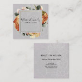 オレンエレガントジさびフローラオングレー美容師 スクエア名刺 (正面/裏面)