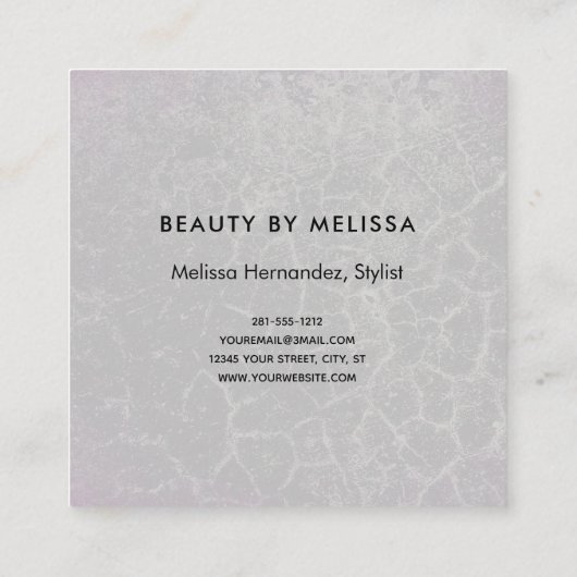 オレンエレガントジさびフローラオングレー美容師 スクエア名刺 (裏面)