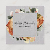 オレンエレガントジさびフローラオングレー美容師 スクエア名刺 (正面)