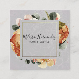 オレンエレガントジさびフローラオングレー美容師 スクエア名刺