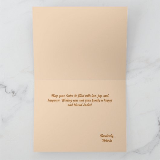 オレンエレガントジとピンクのイースターカード カード (内部)