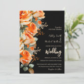 オレンエレガントジとブラックウォーターのカラーフローラ結婚ズ 招待状 (スタンド正面)