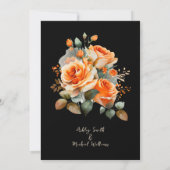 オレンエレガントジとブラックウォーターのカラーフローラ結婚ズ 招待状 (裏面)