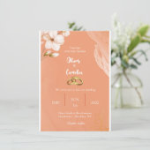 オレンエレガントジと金ゴールド結婚式招待状 招待状 (スタンド正面)