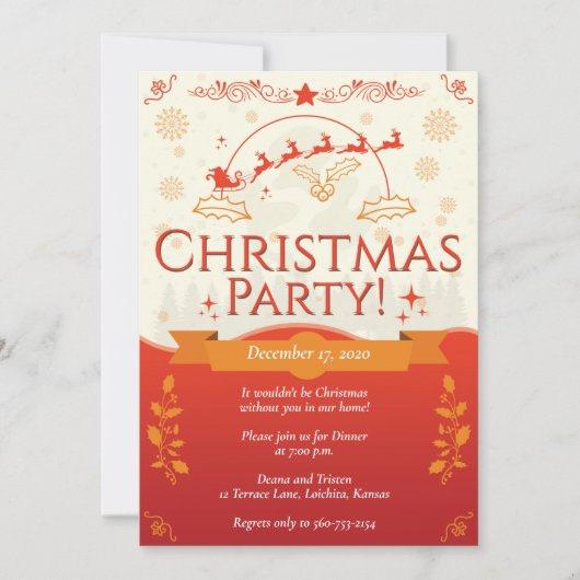 オレンエレガントジのクリスマスパーティー 招待状 (正面)