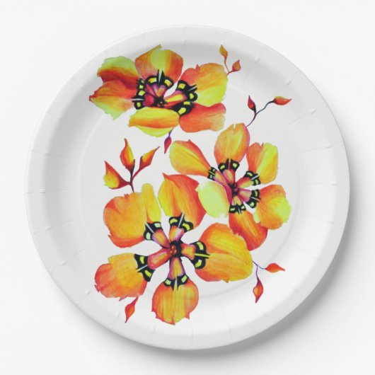 オレンエレガントジの花カスタマイズ – あなた自身 ペーパープレート (正面)