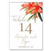 オレンエレガントジアンダー花フローラ結婚ズ テーブルナンバー (裏面)