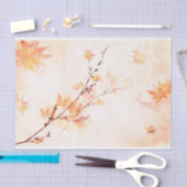 オレンエレガントジウォーターカラーメープル葉ズ秋秋 薄葉紙 (クラフト)